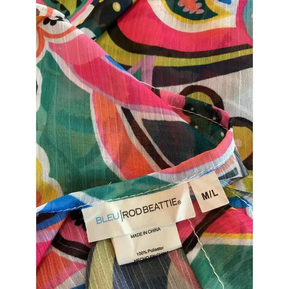 Vibrant Floral Print Scarf by BLEU ROD BEATTIE 31” X 57”